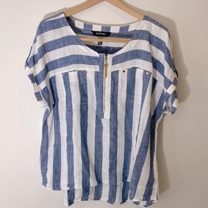 Ellen Tracy Top Size XL Blue & White Stripe